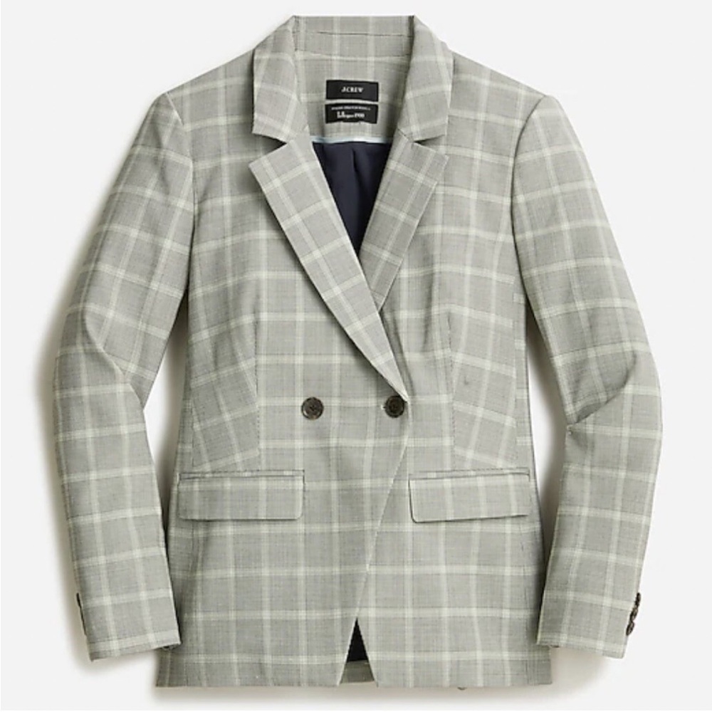 J Crew Devon Blazer Plaid Italian Stretch Wool Blend
